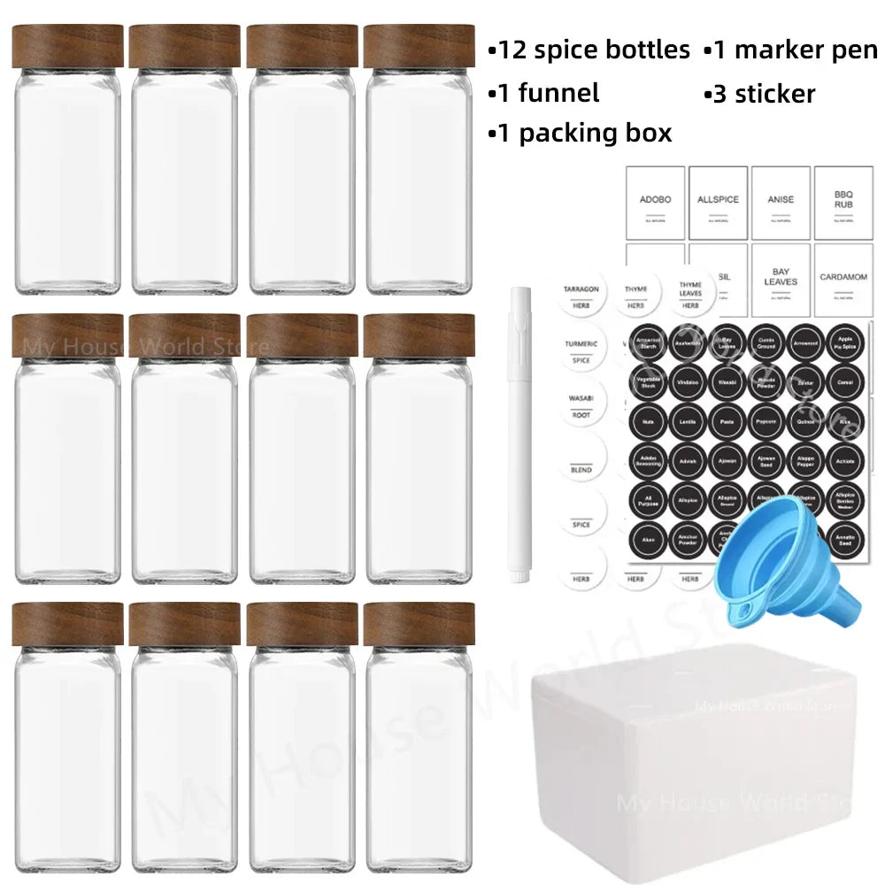 Glass Spice Jars with Bamboo Lids